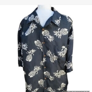 Silk icon pineapple Hawaiian style shirt XXL‎